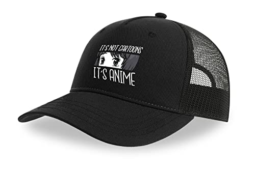 Casquette de trucker noire en coton et filet respirant avec broderie Anime taille unique