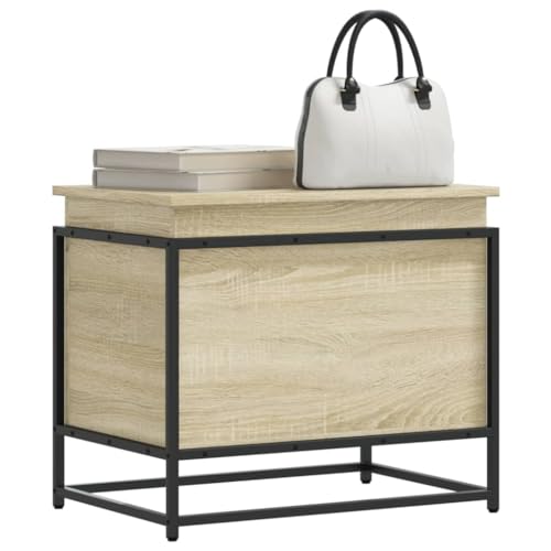 Mokuyary Caja de almacenamiento con tapa Sonoma 60 x 40 x 51,5 cm, material de madera, organizador de almacenamiento para ropa, dormitorio, casa, oficina -A