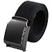 moonsix Nylon Web Belts for Men,Solid Color Military Style 1.5" Wide Flip Top Belt,Black