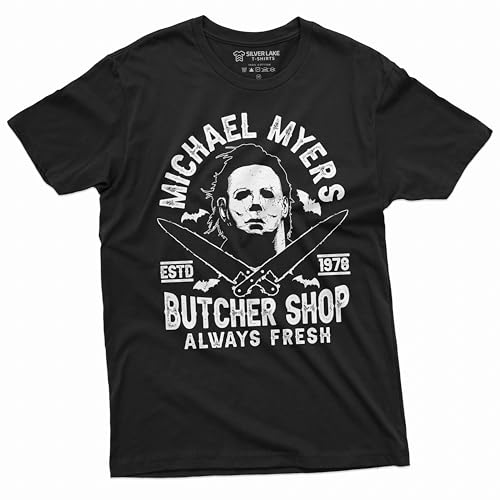 Silver Lake T-shirts Michael Myers Halloween Shirt Horror Movie Shirt Butcher Shop Always Fresh Scary Halloween Tee X-Large Black