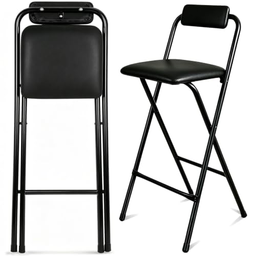 FATOLRD Folding Stool with Back 1Pcs Tall Foldable Stool 25.5 Inch