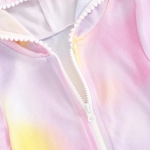 Kid Girls Swim Cover Up Kid Hooded Zip-Up Terry Swimsuit Coverup Towel Bathing Suit Bathrobe Pool Beach Robe Dress4