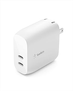 Belkin 40W Dual Port USB C Wall Charger - USB Type C Charger Fast Charging for iPhone 14, 14 Pro, 14 Pro Max, 13, 13 Pro, 13 Pro Max, Galaxy S21 Ultra, iPad, AirPods & More - USBC Charger (1-Pack)