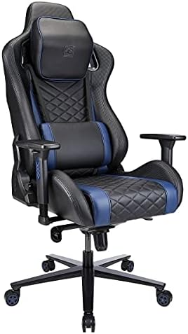 RS Gaming Davanti Fake Leather-based Excessive-Again Gaming Chair, Black/Blue