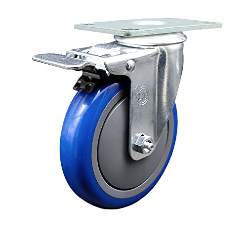 Stainless Steel Polyurethane Swivel Top Plate Caster w/5