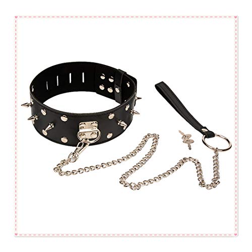 SYOneTo3 Nouveau Collier de Cou en métal en Cuir PU réglable Noir avec Anneau en Acier en Forme de O, Noir Fitness Cover