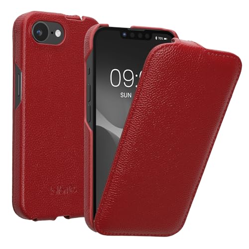 kalibri Funda con Tapa Ultra Fina Compatible con Apple iPhone 16e - Funda Protectora de Piel en Rojo