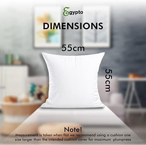 EGYPTO Pack of 4 Cushion Inserts 55cm x 55cm  Soft & Plump 22 x 22 Cushion Insert  Hypoallergenic Bounce Back Cushion Pads for Sofa & Couches (Pack of 4-22" x 22")