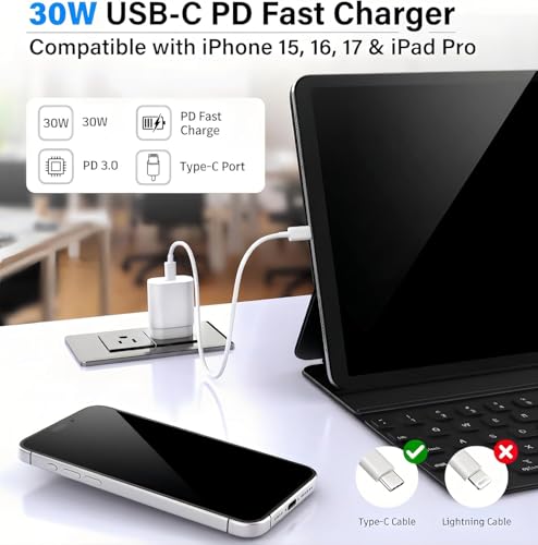 TT&C 2-Pack 30W USB C Fast Charger with 6FT Cables for iPhone 18 Pro, 17, - image 5