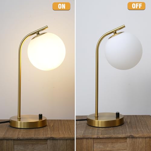 Lámpara de mesa moderna dorada con globos de cristal, pack x2 miniatura 4