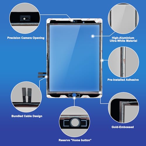 NB+ Screen Replacement For iPad 9th Generation 10.2 ”Touch Screen Digitizer 2021 Pre-Installed Adhesive(model:A2602 A2603 A2604 A2605 (Black)