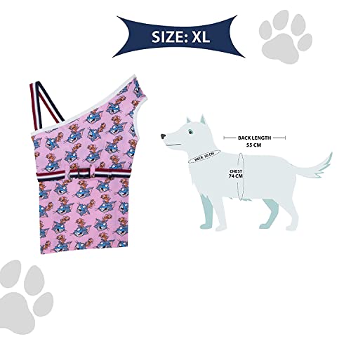 Image of Lulala Dog Dress - 100% Cotton Sleeveless Summer Dress for Dogs and Cats, Tom and Jerry Print Vest Outfit, Lightweight Pet Clothes for Puppies (Pink, 18-Inch)