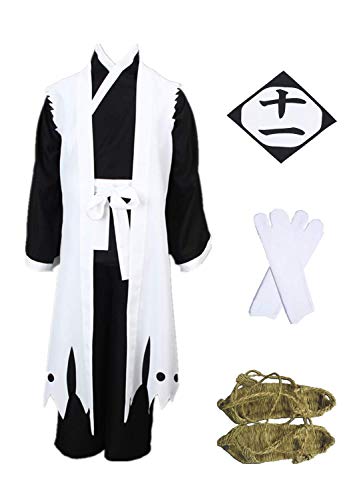 US Size Bleach Zaraki Kenpachi Cosplay Costume Halloween Full Set Clothing (Men 3XL) White