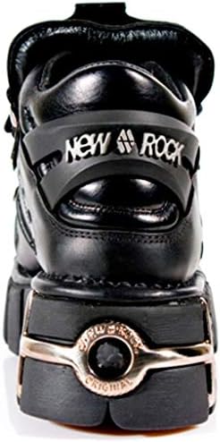 New Rock Newrock 106 S1 Unisex Metallic Black Classic Leather Biker Gothic Boots 7 | Image 5