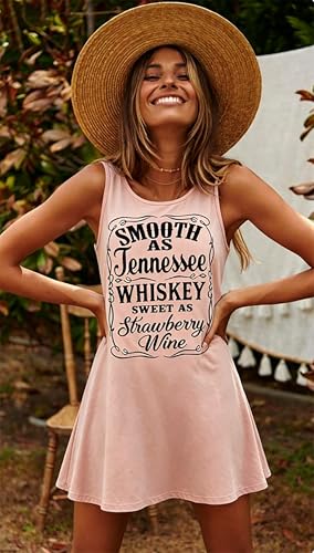 Image of Vintage Rock Country Music Dress for Women Rock Concert Band Graphic Tshirt Casual Letter Print Short Dress