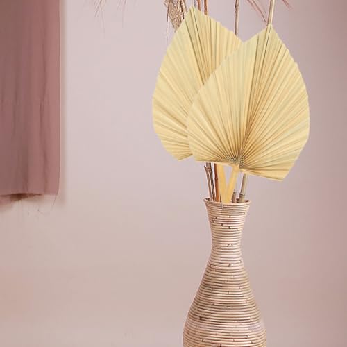 SEWACC 乾燥したヤシの葉の飾り 扇子型の天然ヤシの葉 花瓶の芸術装飾や写真撮影用小道具に最適 アソートカラーベッドルームやカフェのシックなインテリアに 4個セット [4]