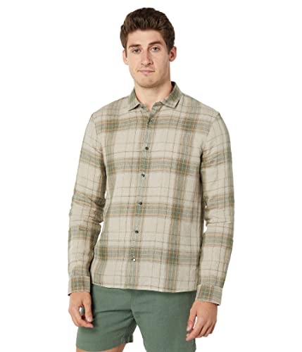 John Varvatos mens Straight Bottom Hem With Regular Collar Button Down Shirt, Olive Leaf, Small US