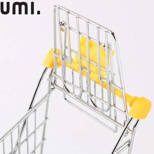 Image of Amazon Brand - Umi Mini Shopping Cart Toy | Colorful Metal Shopping Handcart Model, Tiny Utility Trolley for Kids Play, Desk Storage & Home Decoration (1 Pc, Yellow)