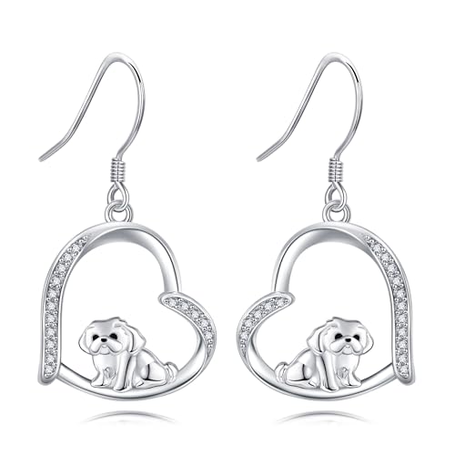 Boucles d'oreilles Shih Tzu argent cadeaux femmes amateurs de chiens