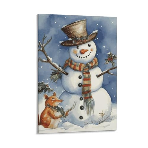 Peinture sur toile bonhomme de neige décoration murale chambre