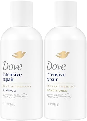 Dove Travel Essentials Shampoo and Conditioner Set – Dove Nutritive Solutions Intensive Repair for Damaged Hair, 3 Oz Ea