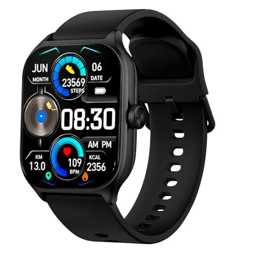 Image of Bouncefit H9 Smart Watch for Men, Women, Boys, Girls, Kids - 2.01 inch Full Touch Screen Display, Bluetooth Calling, Rotating Crown, Workout Modes, Wireless Charging Smart Watch - Black AA