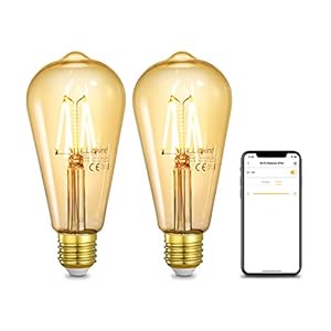 Linkind WiFi Smart LED Dimbare Vintage Gloeilamp ST64, 4.5W Edison Schroef E27 Licht, 350lm, Eekhoorn Cage, 2200K Zacht…