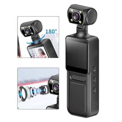 Oniissy 4K Body Camera W/Audio And Video, POV/Pocket/Vlog/Travel Wearable Camera Front And Back Lens Rotation, Sports Action Cam W/Color TFT Display