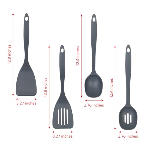 Glad Kitchen Utensils Set, 8pcs - Nonstick Cooking Tools with Utensil Holder - Nylon Spoon, Ladle, Skimmer, Spaghetti Server, and Turner Spatula Set - Dishwasher Safe, Grey - image 3