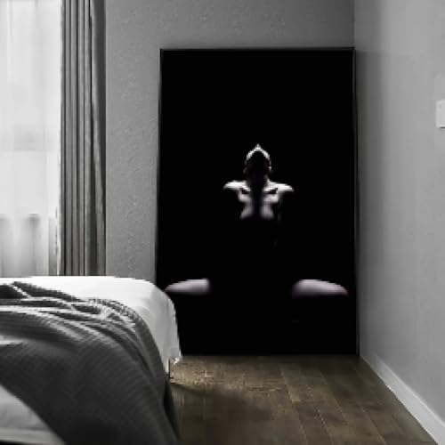 Toile femme nue noir et blanc pour décoration murale salon - 2