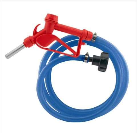 Ap Supplies Red/Silver/Black/Blue Metal Fuel Gun – With 4M ¾” Hose & Tank Adaptor Set - Ideal For Refueling Vehicles, Machinery & Equipment
