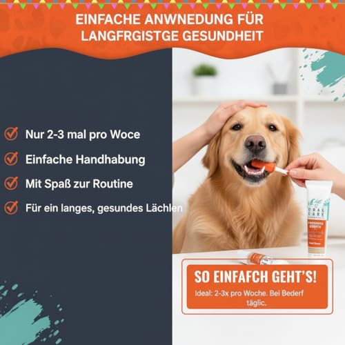Hunde Zahnpflege Set, Hundezahnpasta gegen Zahnstein und Mundgeruch, für Hund und Katzen Entfernt Plaque und Mundgeruch (orange Farbe)