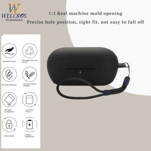 Image of WELCROS Soft Silicone Case Cover for Sony WF-C710N | C710NSA with Lanyard (Black)