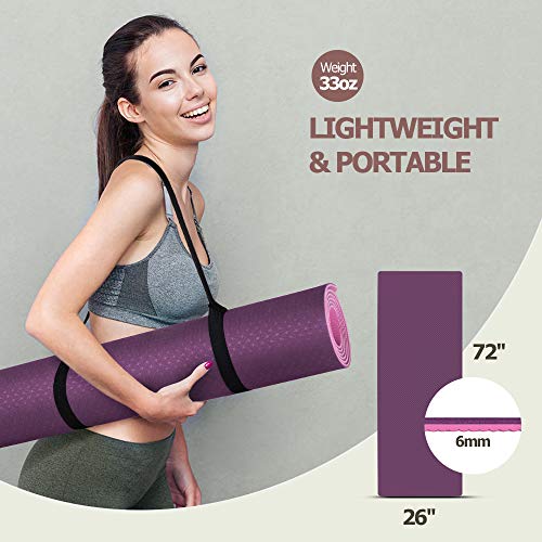 image for YXwin Yoga Mat, Classic 1/4 Inch Thick, Non Slip Pro Yoga Mat, Eco Fri
