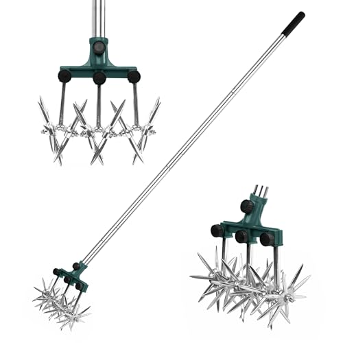 image for BARAYSTUS Rotary Cultivator Garden Rotary Tiller Adjustable Stainless 