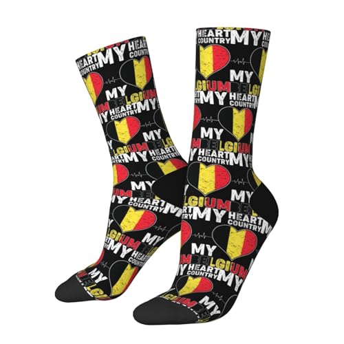 Unisexe Chaussette Running Mon Coeur, Mon Pays, Ma Belgique Sport Chaussettes Mode Chaudes Chaussettes Respirant Chaussettes Tennis Pour Hiver Trekking Yoga