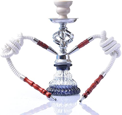 XJHYJS Hookah Shisha Set, Tragbare Glas Hookah Set, Hookah Kit Doppelter Silikonschlauch Keramikschüssel, Geeignet für…