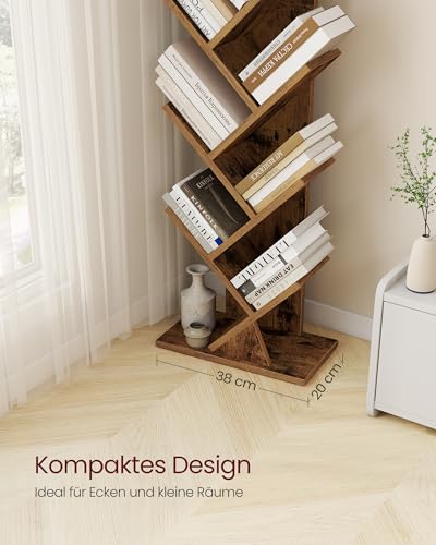 VASAGLE Bücherregal Baumform, 38 x 20 x 115,2 cm – Ansicht 5