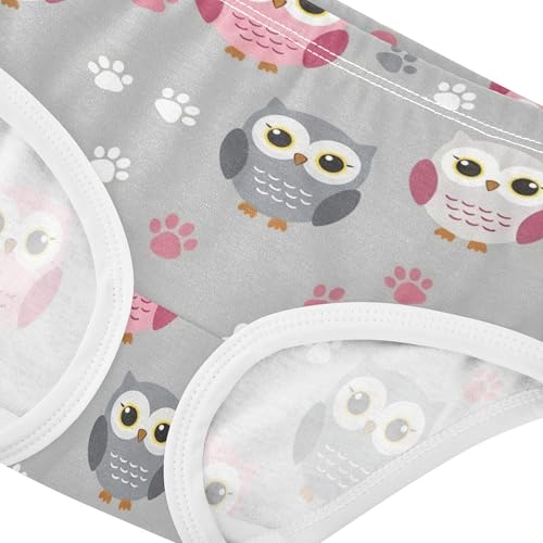 Cute Owls White Footprint Grey Girls Underwear Toddler 2t Cotton Little Girl Panties Personalized Kids Undies Briefs4