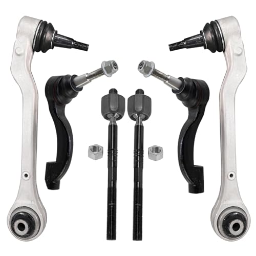 Image of Detroit Axle - RWD Front Control Arms Kit for 2014 2015 2016 2017 2018 2019 Cadillac CTS, 2 Lower Rearward Control Arms with Ball Joint 4 Inner and Outer Tie Rods Replacement