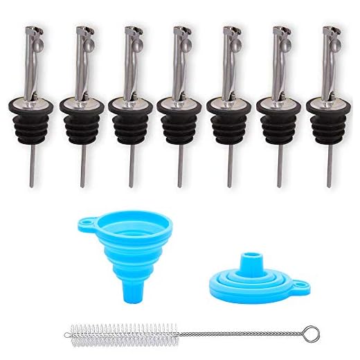 Pour Spouts for Olive Oil Bottles Flip Top Speed Pourers Oil Dispenser Spout Set of 7 with Funnel