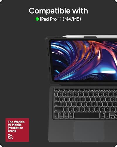 Image of ZAGG Pro Keys Connect iPad Pro 11 inch (M5) / (M4) Keyboard Case - USB‑C Direct Connect Keyboard with Trackpad, Detachable Backlit Keys, 6.6 ft Drop Protection, Kickstand & Dual USB‑C Ports, Black