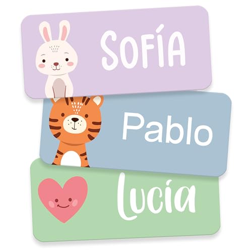 StiKiddo® Set de 60 Etiquetas Personalizadas para Niños   Pegatinas Adhesivas para Ropa y Objetos, Para Guarderíay y Escuela, Impermeables   Verde