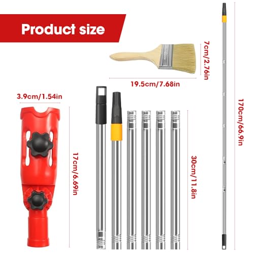 mizikuu 1.7m Mehrwinkel Pinsel Verlängerung, Teleskop Pinselverlängerung Einziehbare Farbroller Verlängerungsstange Wand und Deckenpinselverlängerung Flexible Pinsel für Decken Wände