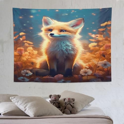 Tapisserie murale renard rideau tissu suspendu décoration murale grand format 150x200