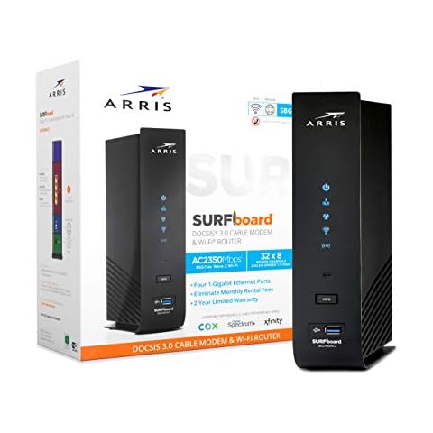 ARRIS SURFboard SBG7600AC2 DOCSIS 3.0 Cable Modem & AC2350 Wi-Fi Router , Approved for Comcast Xfinity, Cox, Charter Spectrum & more , Four 1 Gbps Ports , 800 Mbps Max Internet Speeds Cover