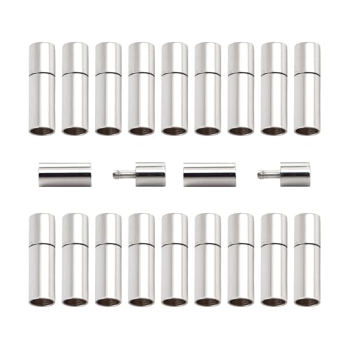 BGENHPON 20 PCS Silver Bracelet End Clasp - 3mm 4mm Leather Cord End Caps Clasps for DIY Bracelet Necklace Making Jewelry Crafting Findings and Closures