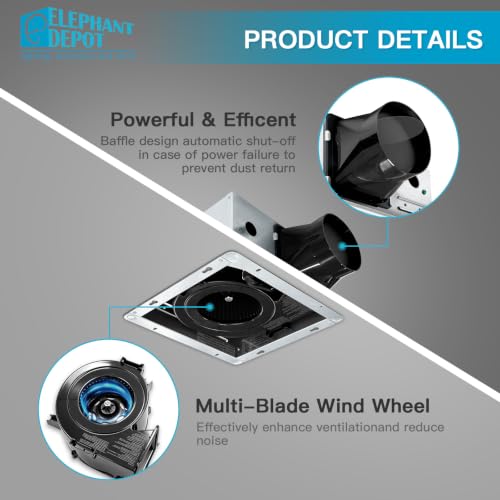 Ventilador de escape para baño, 0.8 sones, 80 CFM, bajo ruido, ventilador de ventilación, conducto de 3.9 pulgadas, no se necesita acceso al ático, certificado ETL y FCC miniatura 6