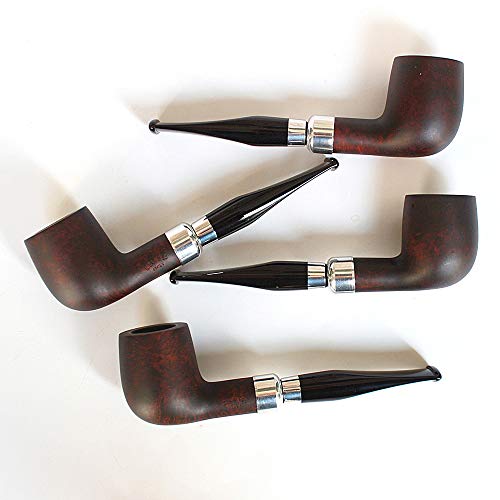 Wood Tobacco Briar Pipe Smooth Finised Army Type Oliva Seri Straight Billiard Shape 9Mm Filter… (Dark Brow) #TOP5