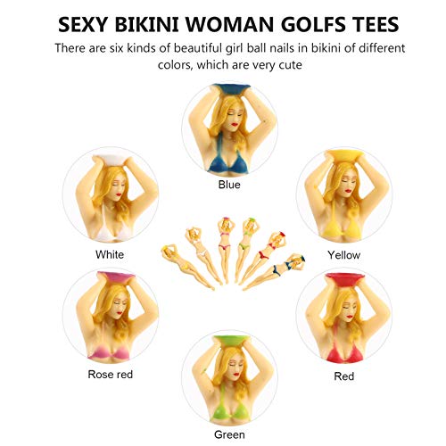CLISPEED 6Pcs Biquíni Tees De Golfe Colorido Pin- Up Senhora Menina Engraçado Da Novidade Golf Tee G